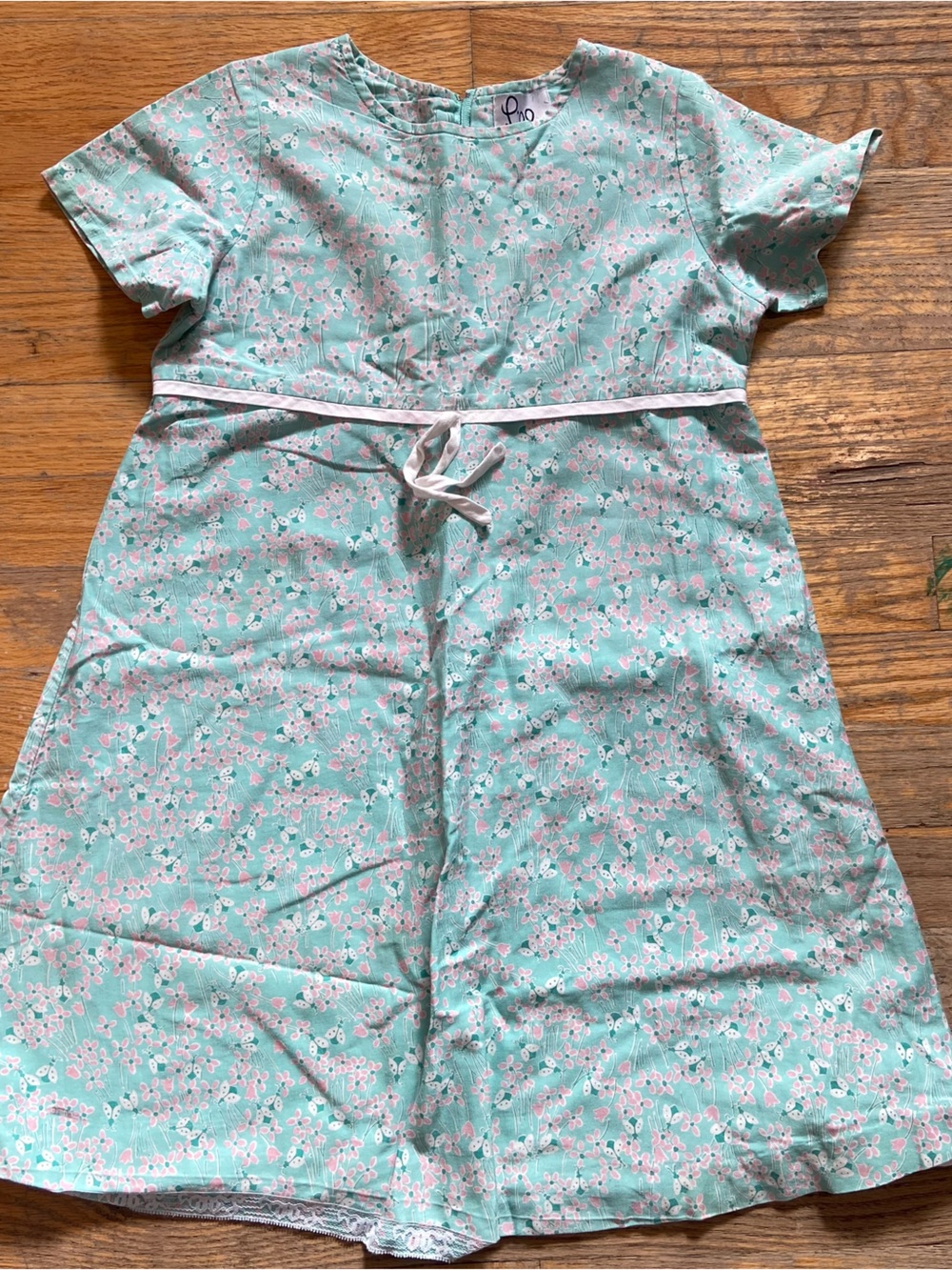 Lilly Pulitzer Girls Mint Green & Pink Floral Short Sleeve Dress Size 7